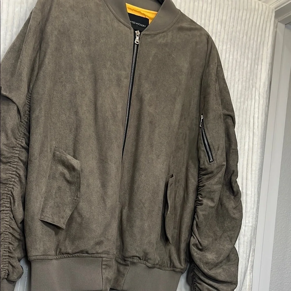 Tan Bomber Jacket with Minimalist Design